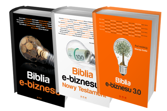 Grafika reklamująca produkt Biblia biznesu 3.0, tekst na grafice: Biblia e-biznesu 3.0.