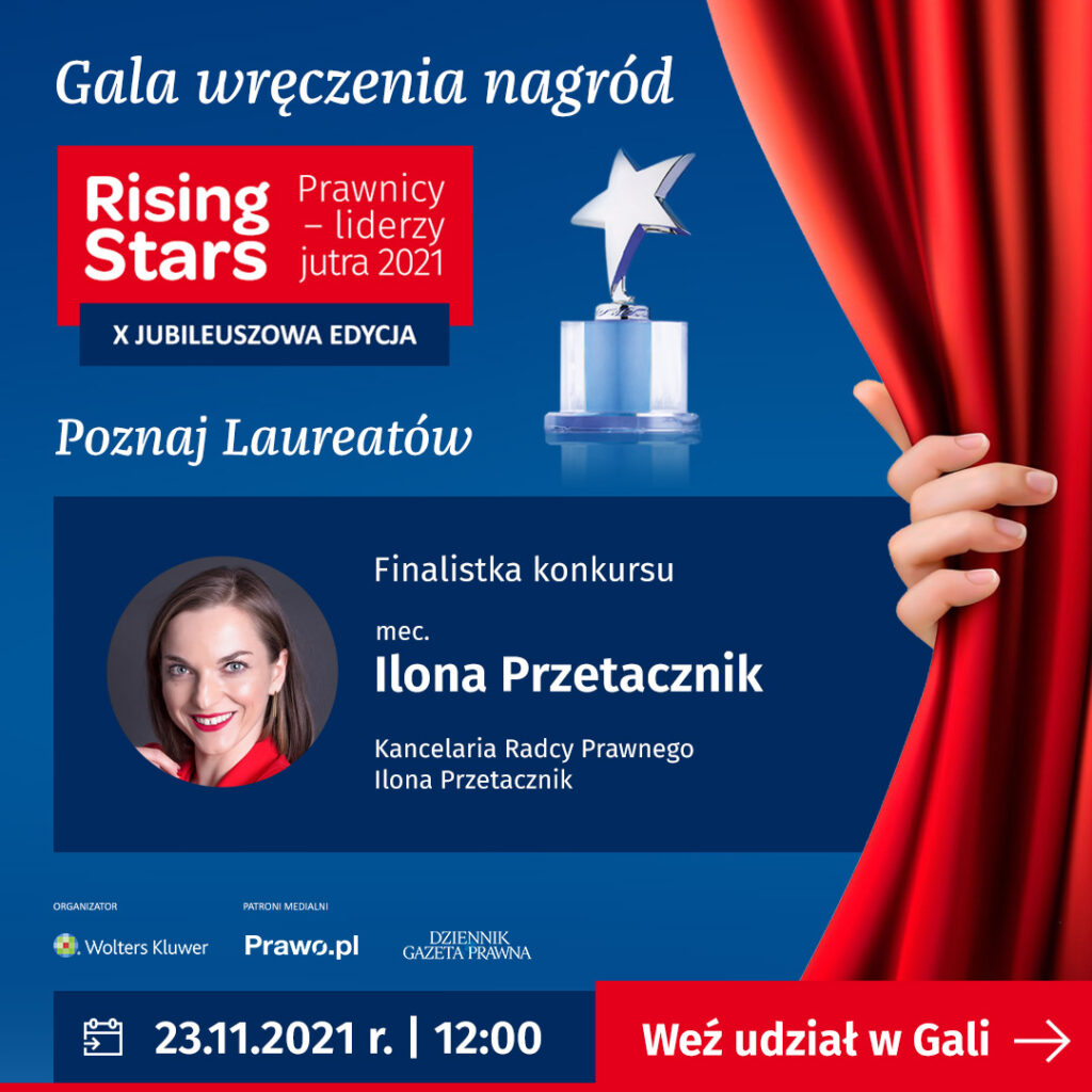 Rising Stars - Prawnicy Liderzy Jutra - nominacja Ilony Przetacznik