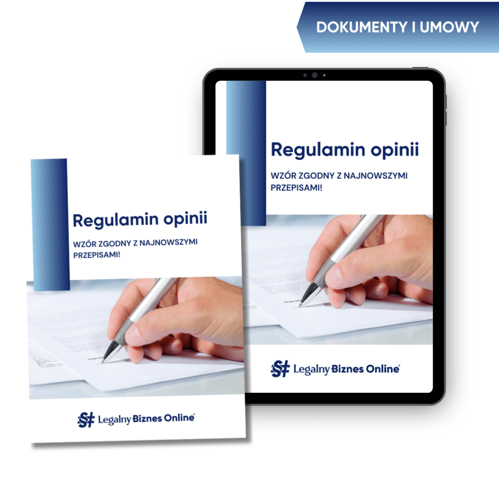 Regulamin opinii - wzór z komentarzami, aktualny na rok 2024
