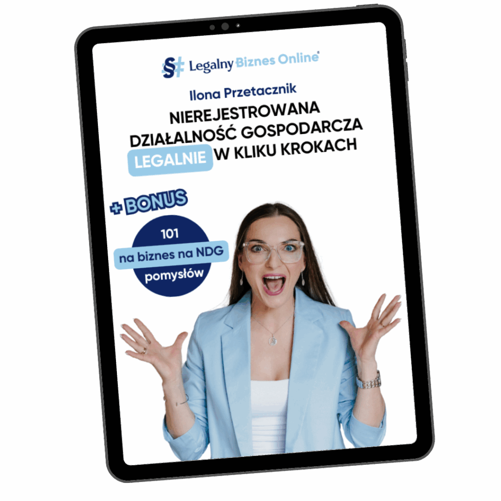 Mockup bezpłatnego ebooka: Nierejestrowana Działalność Gospodarcza - Legalnie w kilku krokach