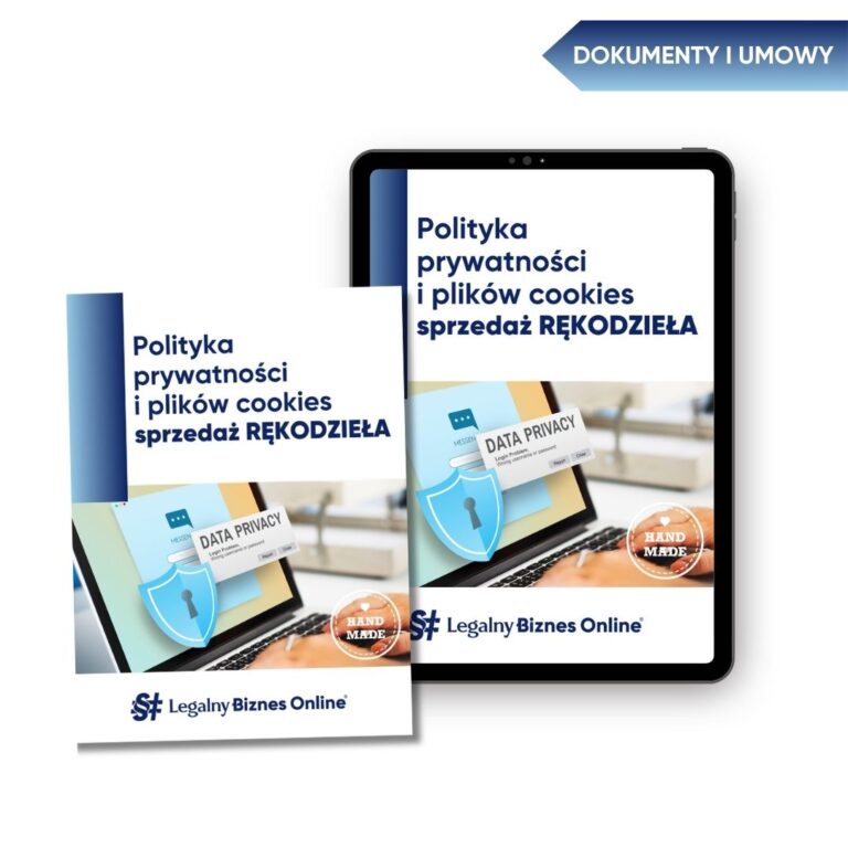 Mockup produktu: polityka prywatności i plików cookies - sprzedaż Rękodzieła