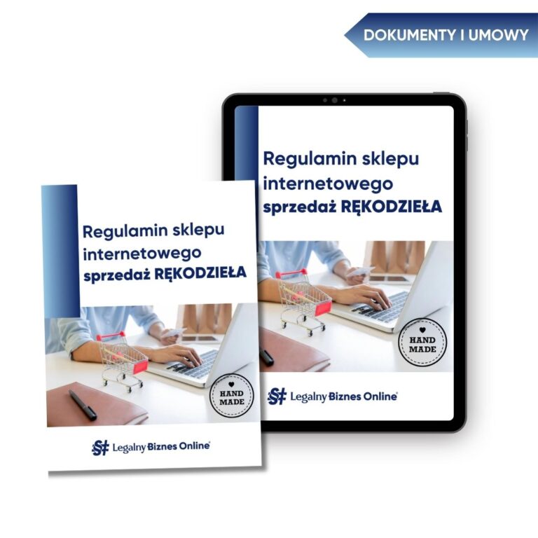 Mockup produktu: regulamin sklepu internetowego - sprzedaż RĘKODZIEŁA Regulamin sprzedaży dla rękodzielników